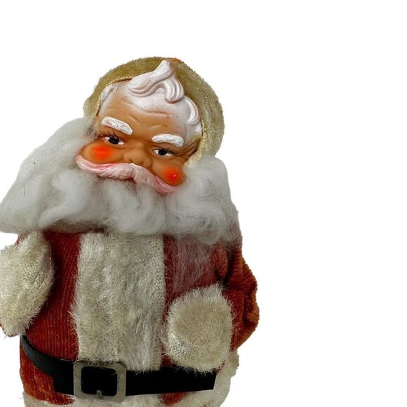 VTG Rubber Face Santa Suit Plastic Boots 10" Bendable Arms Faded Japan - Picture 2 of 8